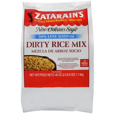 Zatarain&#39;s Reduced Sodium Dirty Rice Mix, 40 oz - One 40 Ounce Package of Low Sodium Dirty Rice Mix for New Orleans Style Dishes, Perfect with Ground Meat