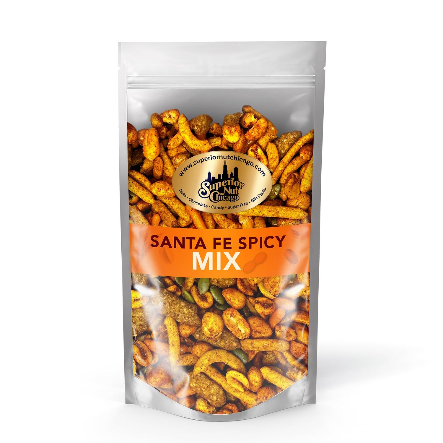 Santa Fe Trail Mix - Spicy Mix - hot spicy peanuts, hot Cajun corn sticks, sesame sticks, chili crescents, toasted corn, and pumpkin kernels (1.5 pound bag)