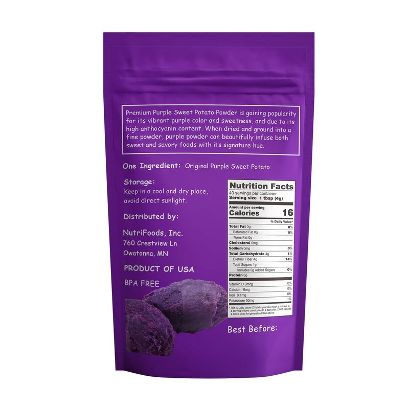 Orgnisulmte Original Purple Sweet Potato Powder 100% Pure Natural Premium Purple Yam Powder for Food Coloring No GMO Vegan Friendly 5.64Oz(160g)