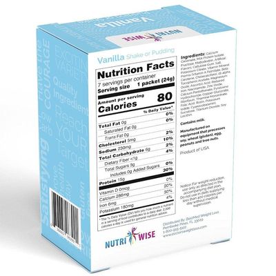 NutriWise - Shake & Pudding | 7/Box | High Protein Diet | Healthy Nutrition | Appetite Control for Weight Loss | Gluten Free - Low Carb - Low Sugar - Low Fat (Vanilla)