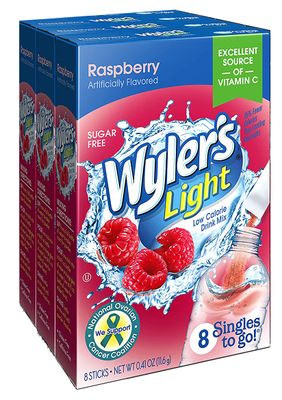Wyler&#39;s Light Singles To Go Powder Packets, Water Drink Mix, Raspberry, 8 Packets per Box, 24 total Packets (Pack of 3)