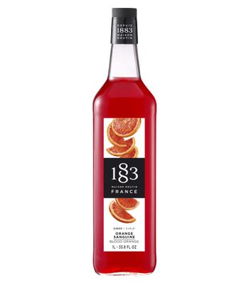 1883 Blood Orange Syrup - Flavored Syrup for Hot &amp; Iced Beverages - Gluten-Free, Vegan, Non-GMO, Kosher, Preservative-Free, Made in France | Glass Bottle 1 Liter (33.8 Fl Oz)