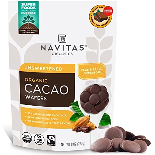 Navitas Organics Cacao Wafers, 8oz, Unsweetened Baking Chocolate - Organic, Non-GMO, Fairtrade, Gluten-Free