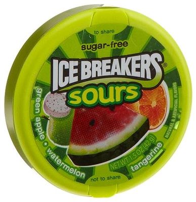 Ice Breakers Sours ( Green Apple, Tangerine, Watermelon), 1.5-Ounce Canisters (Pack of 16)