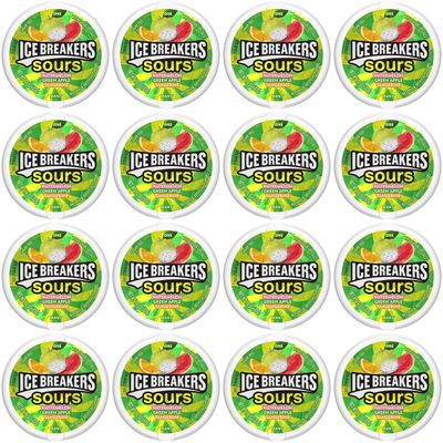 Ice Breakers Sours ( Green Apple, Tangerine, Watermelon), 1.5-Ounce Canisters (Pack of 16)