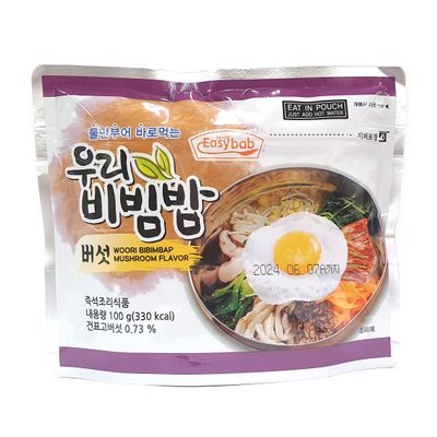 Minecook Mushroom Bibimbap Meals Ready to Eat 1 Pack of Bibimbap Korean Mixed Rice Bowl100g (3.53oz) 330 Kcal (Mushroom)