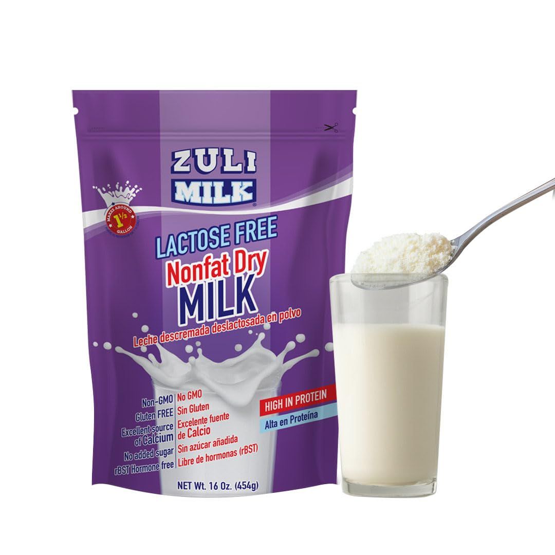 Nonfat Dry Milk Powder for Baking &amp; Coffee 16oz - Fat Free &amp; Lactose Free Milk for Adults, Non-GMO, rBST Hormone-Free, Good Source of Protein and Calcium, Substitute For Liquid Milk