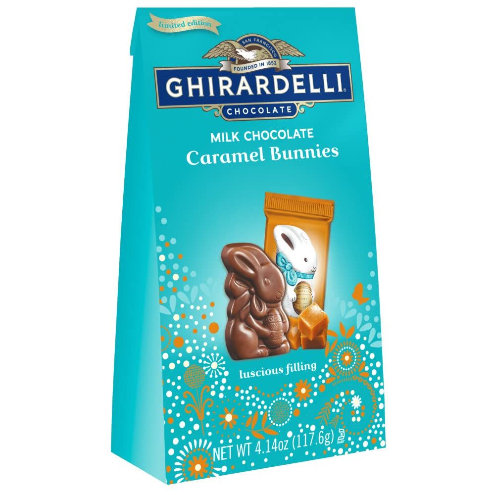 GHIRARDELLI Milk Chocolate Caramel Bunnies, Bunny Shaped Chocolate with Caramel, 4.14 OZ Bag
