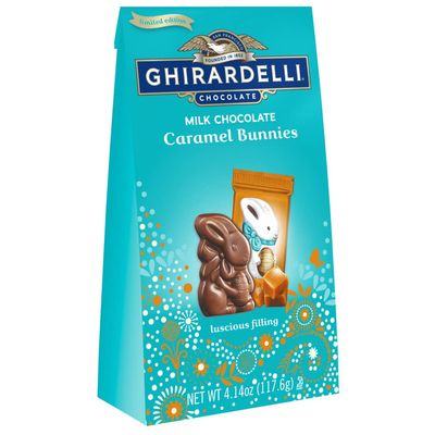 GHIRARDELLI Milk Chocolate Caramel Bunnies, Bunny Shaped Chocolate with Caramel, 4.14 OZ Bag