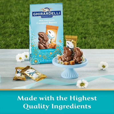 GHIRARDELLI Milk Chocolate Caramel Bunnies, Bunny Shaped Chocolate with Caramel, 4.14 OZ Bag