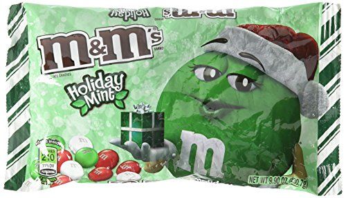 M&amp;M&#39;s Mint Chocolate, Christmas Red, Green and White Candies, 9.2oz Bags 2 Pack