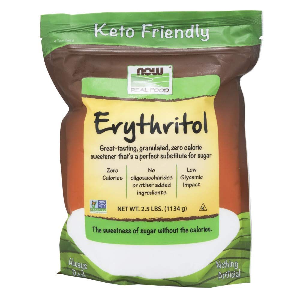 NOW Foods, Erythritol, Great-Tasting Sugar Replacement, Zero Calories, Low Glycemic Impact, Kosher, 2.5-Pound (Packaging May Vary)