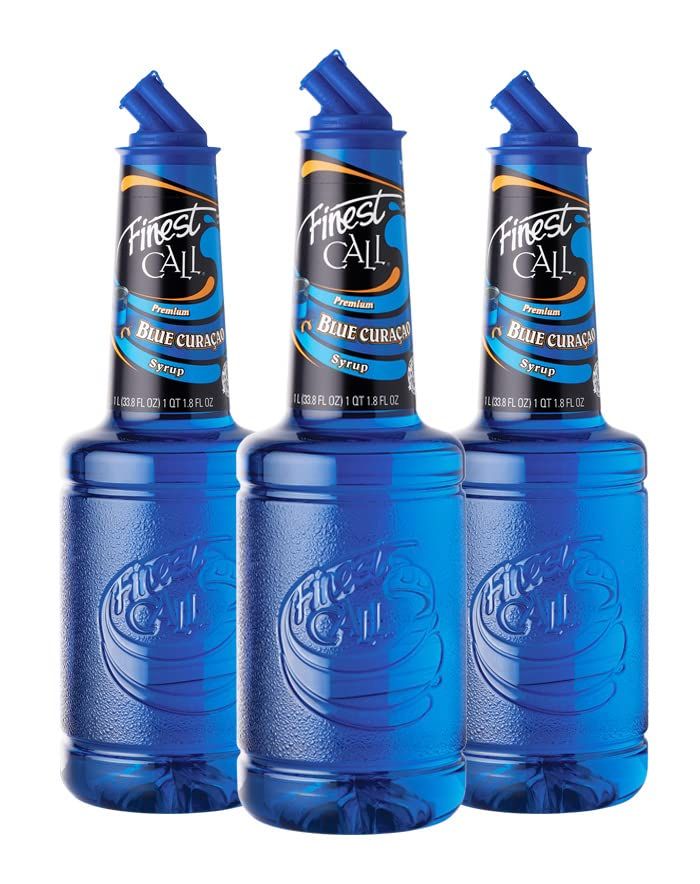 Finest Call Premium Blue Curacao Drink Mix, 1 Liter Bottle (33.8 Fl Oz), Pack of 3