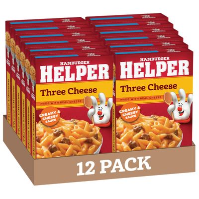 Hamburger Helper Pasta Three Cheese, 6 Ounces, 12 per Case.