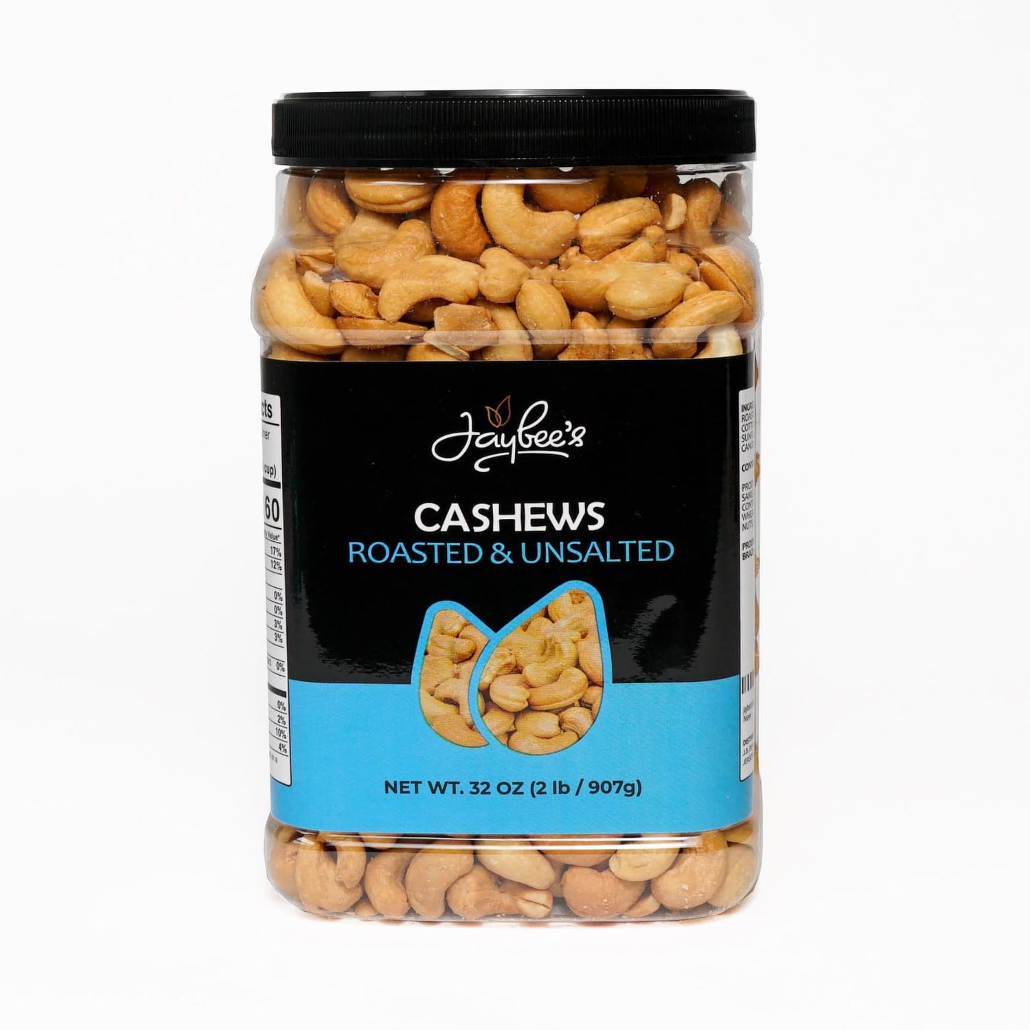 Cashews Roasted Unsalted (32 oz / 2 lbs) | Healthy Protein Snack, Natural Healthy Diet Friendly Snacks, Gift Giving | Whole Cashew | Certified Kosher - Vegan &amp; Keto Friendly Superfood | Jaybee&#39;s Nuts