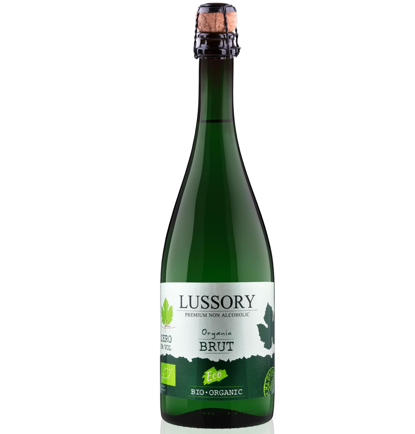 Lussory Organic Sparkling Brut Dealcoholized 0.0% Non Alcoholic Wine From Spain, Low Calories, Organic, Vegan (750ml, 1 Bottle)