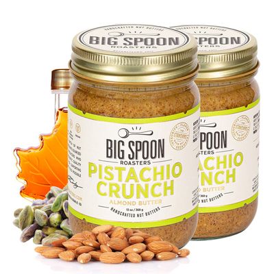 Big Spoon Roasters Almond &amp; Pistachio Butter w/Raw Honey &amp; Sea Salt - Keto Friendly, Low Sugar Almond Butter - Crunchy Pistachio Butter w/Bee-Friendly Almonds - Gourmet, Vegan Nut Butter - 26 Ounces