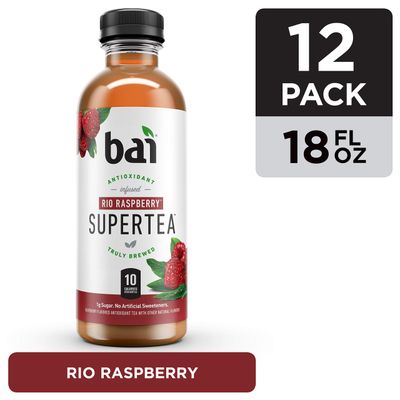 Bai Iced Tea, Rio Raspberry, Antioxidant Infused Supertea, Crafted with Real Tea (Black Tea, White Tea), 18 Fl Oz (Pack of 12)