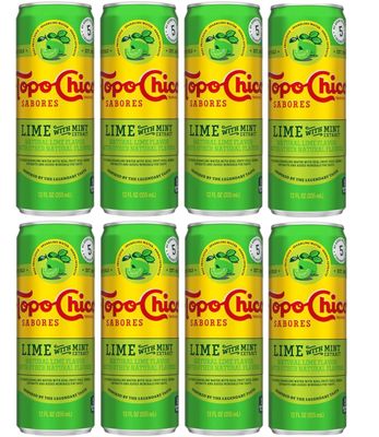 Topo Chico Sabores 12oz Cans (Lime Mint) pack of 8, (total 12 x 8 = 96 oz)