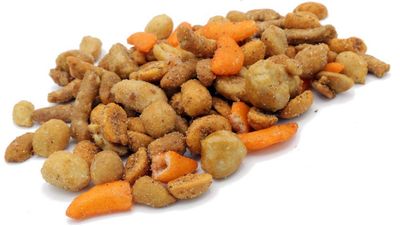 Oregon Farm Fresh Snacks Blazing Trail Sweet &amp; Spicy Mix - Assortment of Tasty Nuts and Crunchy Crackers - Healthy and Satisfying Snack - Great Munchies for Game Night, Hiking, Beer Pub - 16oz Pouch