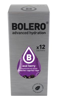 BOLERO - Acai Berry Flavored, Sugar Free and Low Calorie Powdered Drink Mix, Makes 1/2 Gallon for Strong Flavor or 1 Gallon for Mild Flavor, 12 Large Sachets - Europe's Favorite Drink Mix