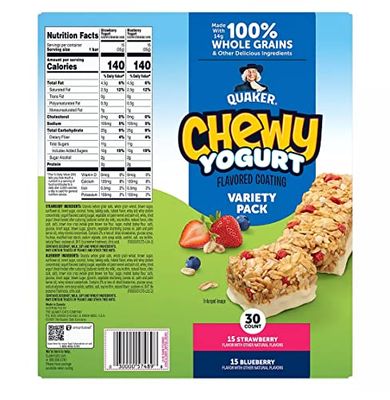 Quaker Chewy Yogurt Granola Bars Variety Pack, 30 ct.