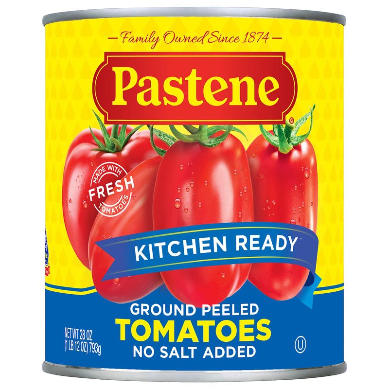 Pastene Kitchen Ready No Salt Ground Peeled Tomatoes, 28 Ounce (Pack of 6)