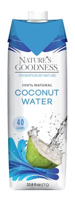 Nature&#39;s Goodness Coconut Water - 33.82 Fl Oz 1(L) (No Pulp, Sugar Free, Vegan, Hydrating Naturally)