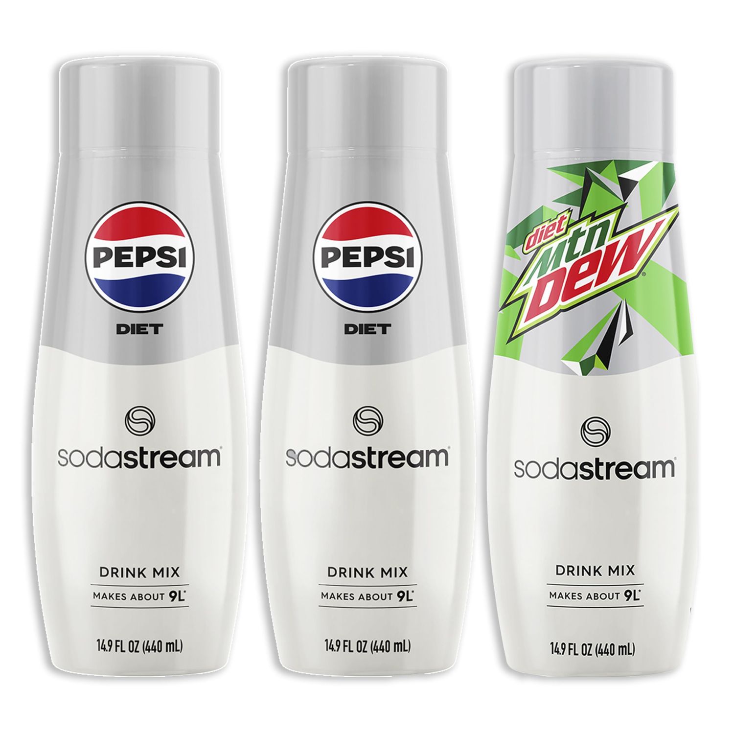 SodaStream Pepsi &amp; MTN Dew Variety Pack, Diet, 440ml, (Pack of 3)