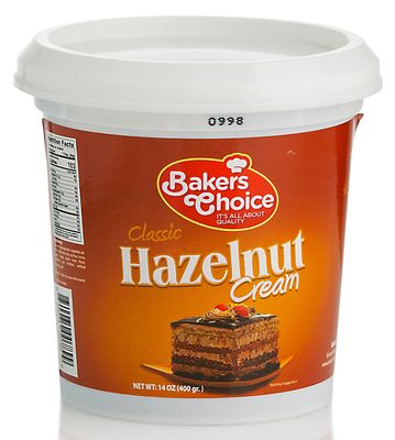 Hazelnut Spread Pastry Filling, 14 oz. - Hazelnut Cream - Cake Filling, Donut and Dessert Topping and Spread - Baking Ingredient For Cakes, Ice Cream - Dairy Free, Kosher - By Bakers Choice