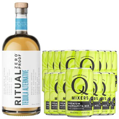 Ritual Zero Non-Alcoholic Tequila Alternative with 15 Pack of Q Mixers Margarita Mix for your favorite Alcohol-Free Mixed Drink