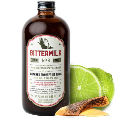 Bittermilk No.5 Charred Grapefruit Tonic with Bulls Bay Sea Salt - All Natural Handcrafted Cocktail Mixer - Gin Mixers, Tonic Mixers - Just Add Vodka, Gin, Rum or Tequila, Makes 17 Cocktails