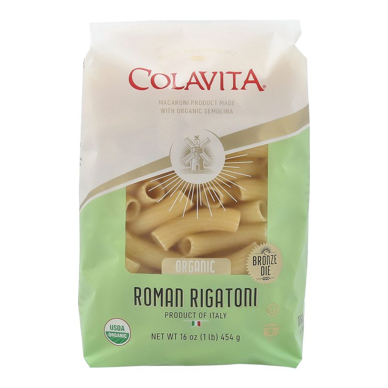 Colavita Pasta - Organic Roman Rigatoni, 1 Pound - Pack of 20