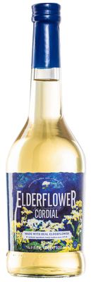 Gourmanity Elderflower Syrup, 60% Real Fruit, 3 Ingredient Elderflower Cordial, Floral &amp; Fresh Elderberry Flower Syrup (500ml/16.9 fl oz Glass Bottle)