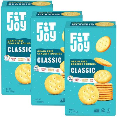 FitJoy Grain Free Crackers - Delicious Gluten Free Cracker - Certified Non-GMO, and Kosher - Gluten Free Crackers - Vegan, Allergen-Free, Nut-Free - Classic Salt Flavor - 3 Pack