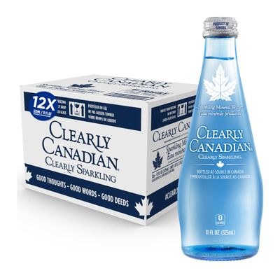 Clearly Canadian Clearly Sparkling Spring Water Beverage, Natural &amp; Carbonated Seltzer Water, 1 Case (12 Bottles x 325mL)