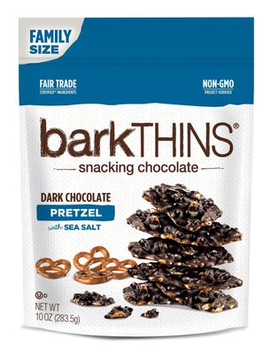 barkTHINS Snacking Dark Chocolate, Pretzel with Sea Salt, 10 Ounce (Pack of 9)