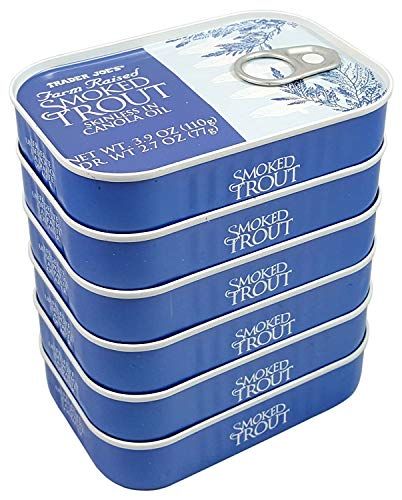 Trader Joe&#39;s Smoked Trout Fillets in Oil Skinless 3.9 oz Tin, (6 Pack)