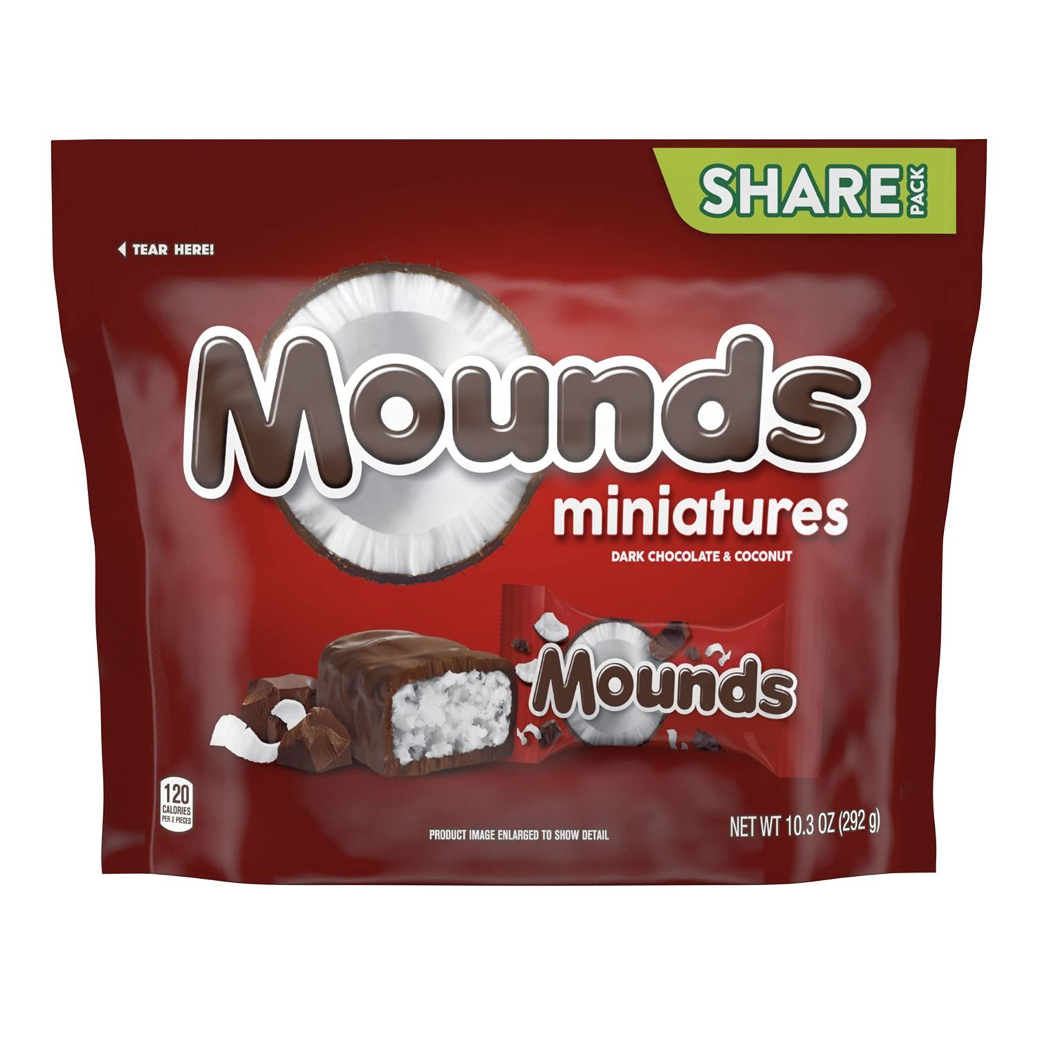 MOUNDS Miniatures Coconut and Dark Chocolate Candy Share Pack, 10.3 oz
