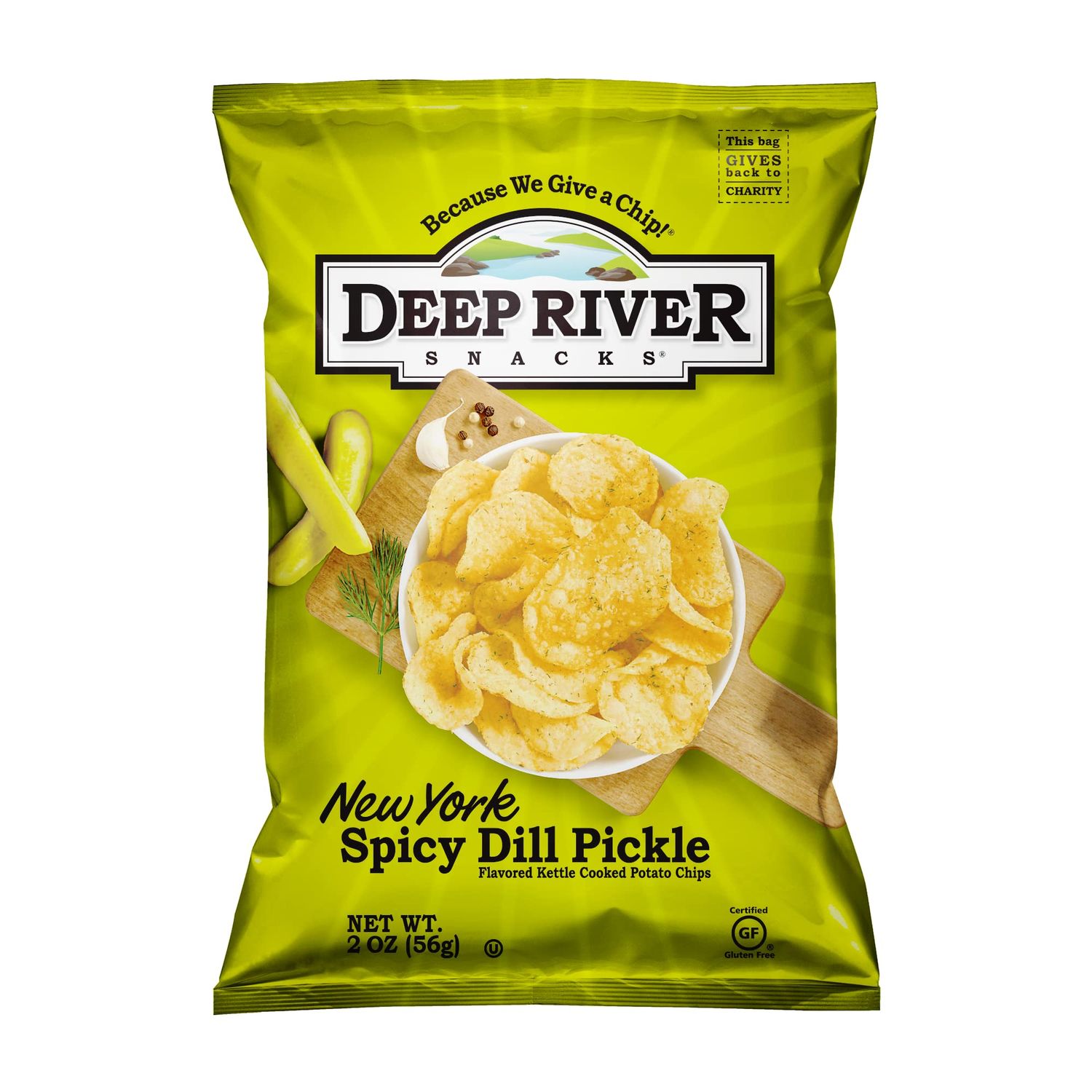 Deep River Snacks New York Spicy Dill Pickle Kosher &amp; Gluten Free Potato Chips, 2 Oz (24 Pack)