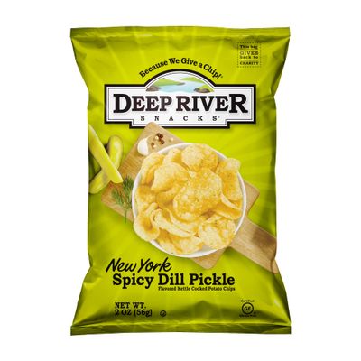 Deep River Snacks New York Spicy Dill Pickle Kosher &amp; Gluten Free Potato Chips, 2 Oz (24 Pack)