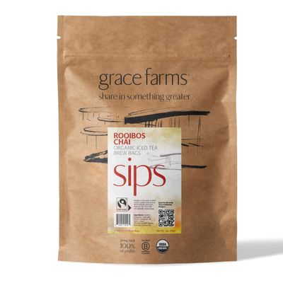 Grace Farms ROOIBOS CHAI ORGANIC ICED TEA (Twelve 1qt. Brew Bags, 3 Gallons) | Refreshing and Spiced, Naturally Sweet Sugar-Free | Easy Cold Brew