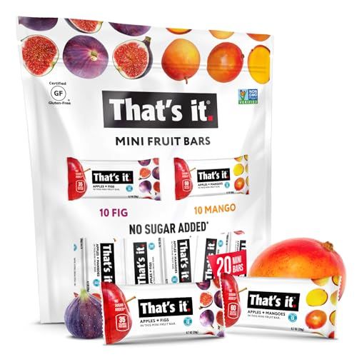 That&#39;s it. Mini Fruit Bars Variety (20 Pack) No Sugar Added, Plant-Based, Vegan &amp; Gluten Free, Breakfast Bar, Paleo, for Children &amp; Adults, Non GMO, Fiber