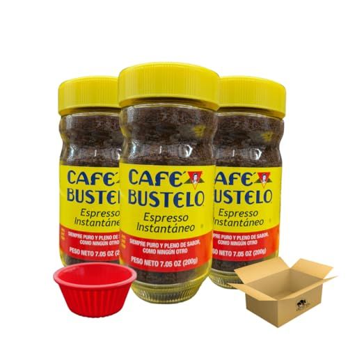 KING BUY BOX Cup 1 PCS Bundle with coffee Espresso Style Dark Roast Instant Coffee, 7.05 Ounces (PACK 3) compatible with Bustelo
