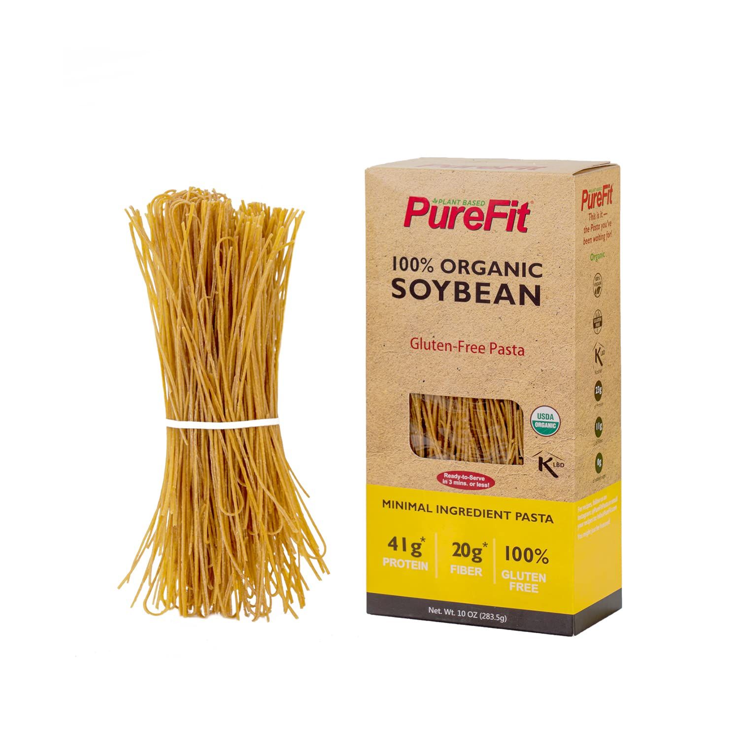 PureFit Organic Soy Bean Spaghetti PastaHigh Protein PastaLow Carb Keto Pasta, Gluten-Free, Vegan, Non-GMO, Kosher, Plant-Based Bean Noodles - 1 Pack(10 Oz/5 Servings)