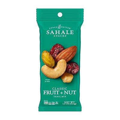 Sahale Snacks Classic Fruit and Nut Trail Mix, 1.5 Oz Grab &amp; Go Bags (18 Packs) - Dry-Roasted Deluxe Mixed Nuts with Apples and Cranberries - Non-GMO, Kosher Trail Mix &amp; Certified Gluten-Free Snacks