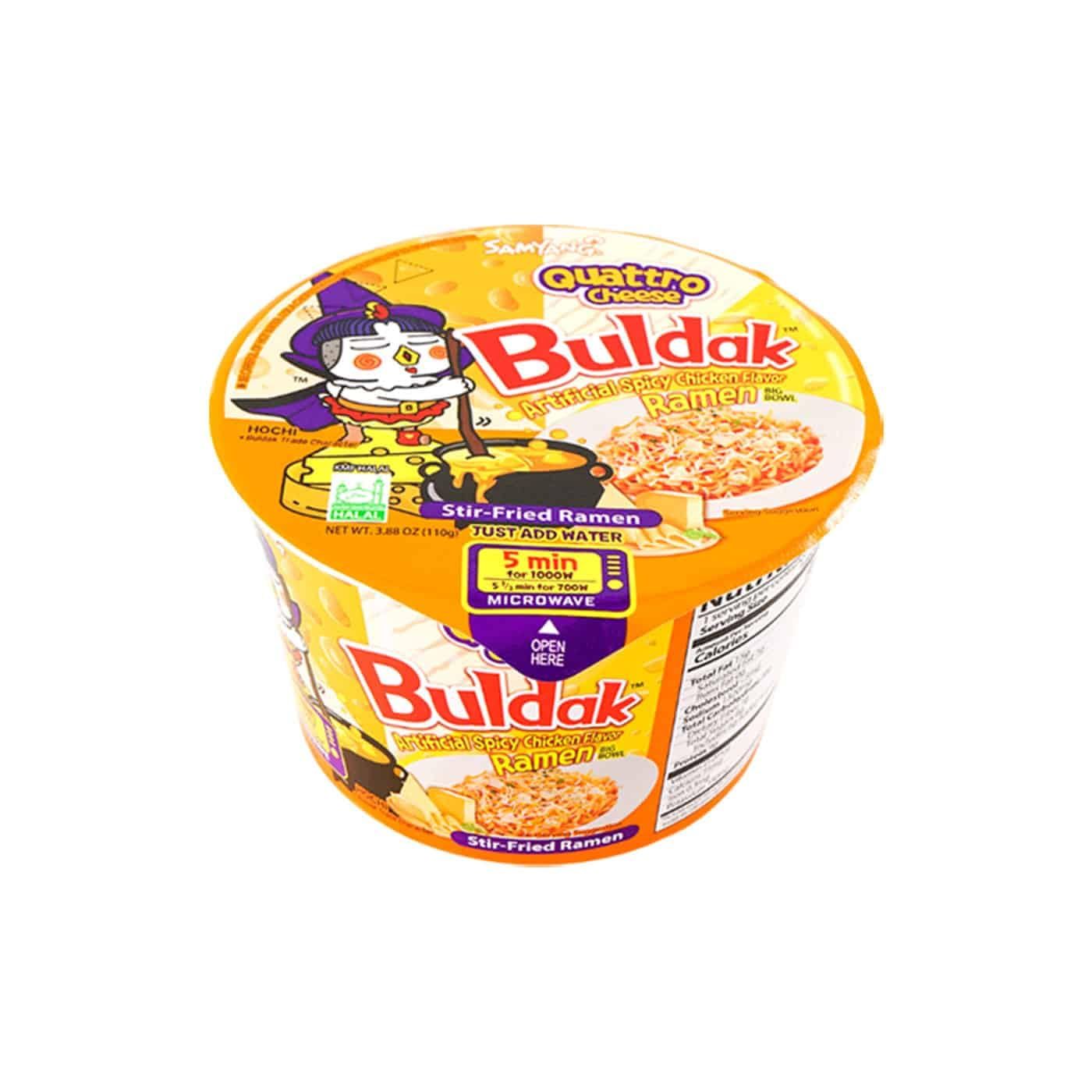 SAMYANG Quattro Cheese Buldak Chicken Flavor Ramen Big Bowl - Spicy Korean Ramen with Four Cheese Delight - 3.7 Oz (pack of 6)
