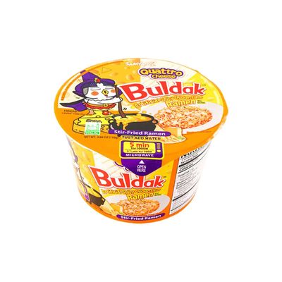 SAMYANG Quattro Cheese Buldak Chicken Flavor Ramen Big Bowl - Spicy Korean Ramen with Four Cheese Delight - 3.7 Oz (pack of 6)