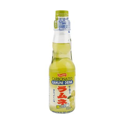 Shirakiku Ramune Drink, Carbonated Marble Soft Drink of Japan 6.76 oz (Yuzu, Pack of 6)