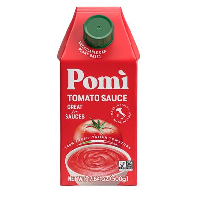 Pom Tomato Sauce - Creamy, Velvety Italian Sauce with a Touch of Salt, No Additives or Preservatives - Made from 100% Fresh Italian Tomatoes - 17.64oz BPA-Free Carton (Pack of 12)